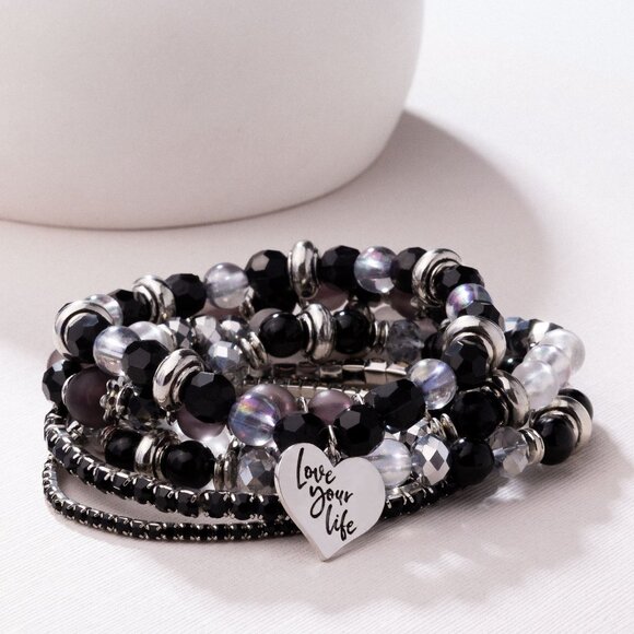 Paparazzi Jewelry Accessories - Optimistic Opulence - Black Bracelet - Exclusive - Picture 6 of 6